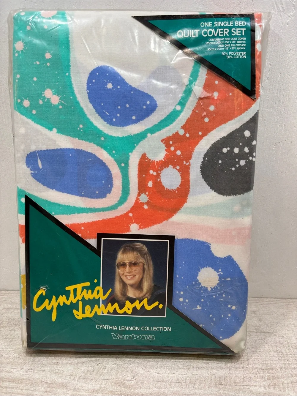 Vantona Cynthia Lennon Vintage 80s Abstract Splatter Single Quilt Duvet Cover